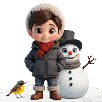 Boys Girls Snowman Sticker