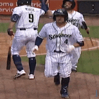 GoStripers celebrate baseball wave hands GIF