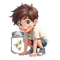 Boys Girls Fireflies Sticker
