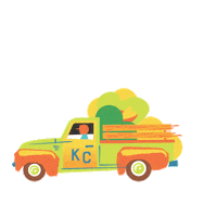 ParadeOfHearts art driving truck kc Sticker