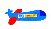 Tiny_Travelers travel car train airplane Sticker