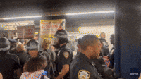 Pro-Palestine Protesters Crowd Subway Before Demonstrating Outside Nova Exhibit in NYC