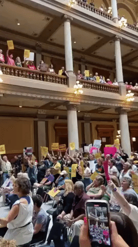 Pro-Abortion-Rights Protesters Demonstrate Inside Indiana Statehouse