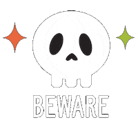 Skull Beware Sticker by homesalivepets