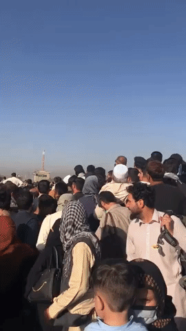 Footage Shows Large Crowds Near Kabul Airport Prior to Deadly Attacks