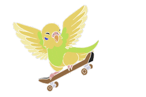 ThePinkBirb skateboard parrot skater skateboarder Sticker