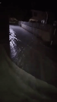 Water Flows Through Streets in Saint Martin as Hurricane Irma Nears