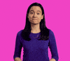 Video gif. Ariel Brodsky does the golf clap against a neon pink background,