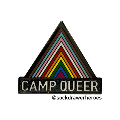 sockdrawerheroes pride queer camp pride flag Sticker