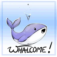 Cartoon gif. A chibi illustration of a whale spitting a sparkling combination of water and coins from its blowhole. Text, 
