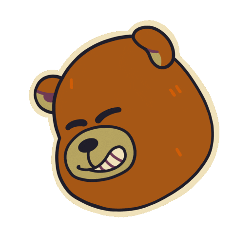 Grizzly Bear Laughing Sticker by MokaJake