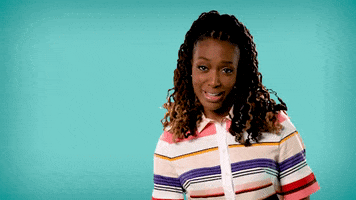 Celebrity gif. Franchesca Ramsey gives us a big fake laugh before dropping into a deadpan expression and says, "No."