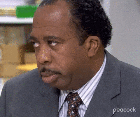 Stanley from the office rolling his eyes