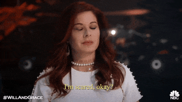 im scared debra messing GIF by Will & Grace