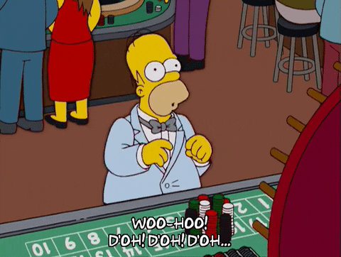 Homer Simpson playing roulette