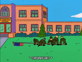 raising the flag in front of the school GIF