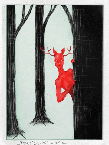 alfonsolourido white red black deer GIF