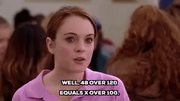 mean girls well 48 over 120 equals x over 100 GIF