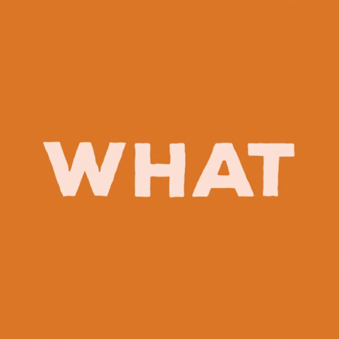 Text gif. Pulsing pink and yellow text "What. Ever." The two words expand and contract against an orange background.