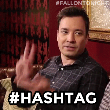 Giphy gif showing Jimmy Fallon saying hashtag