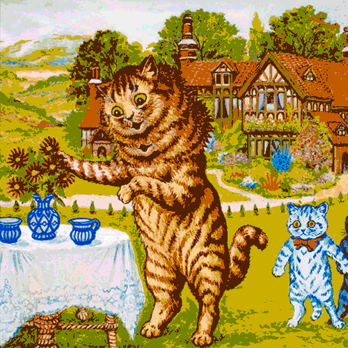 piqin louis wain cat cute psychedelic GIF