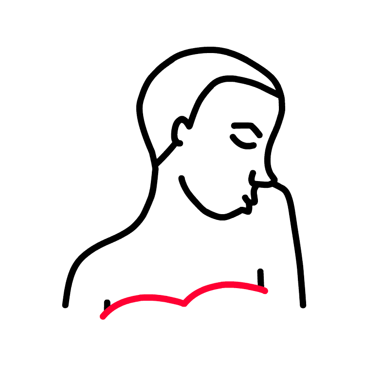 An animated gif illustration of a woman kissing both of her shoulders