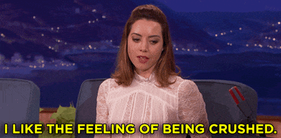 aubrey plaza i like the feeling of being crushed GIF by Team Coco