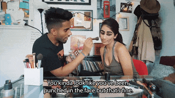much cute makeup couple challenge GIF
