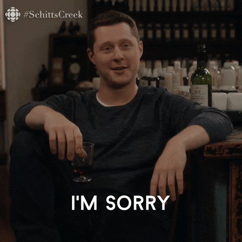 sorry schitts creek GIF by CBC