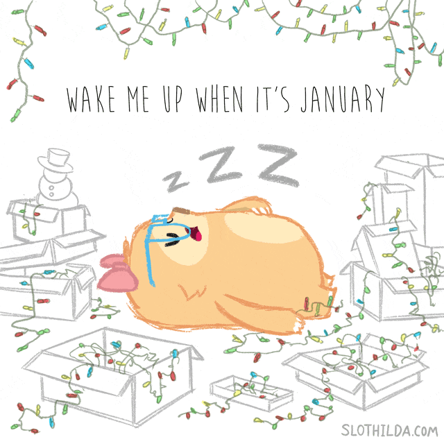 Tired Holiday GIF by SLOTHILDA - Find & Share on GIPHY