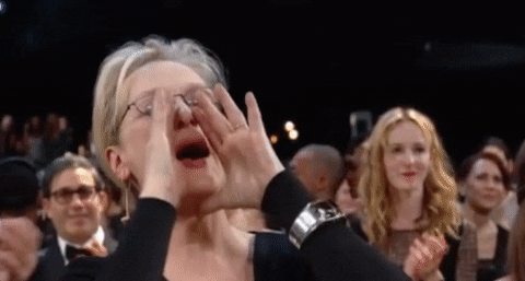 Yelling Meryl Streep GIF