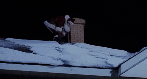 gif of santa sliding off dirty roof