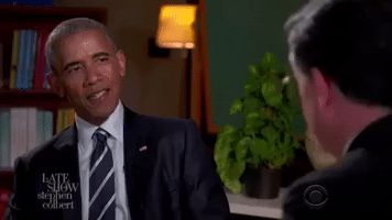 stephen colbert laughing GIF by Obama