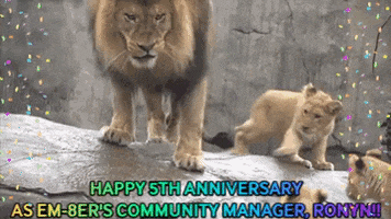 Em8Er Comm Mgr 5Th Anniversary Lion GIF