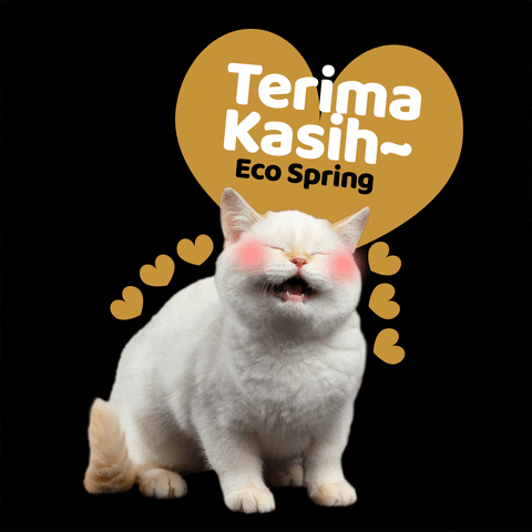 White Cat Thank You GIF by Eco Spring  at Iskandar Malaysia