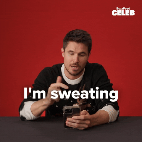 Sweating Robbie Amell GIF by BuzzFeed