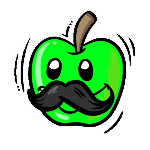 Apple Moustache Sticker by Apfel essen nicht vergessen