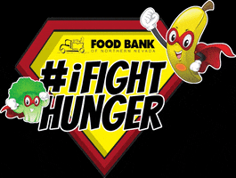 FoodBankNN banana superhero broccoli hunger hero GIF